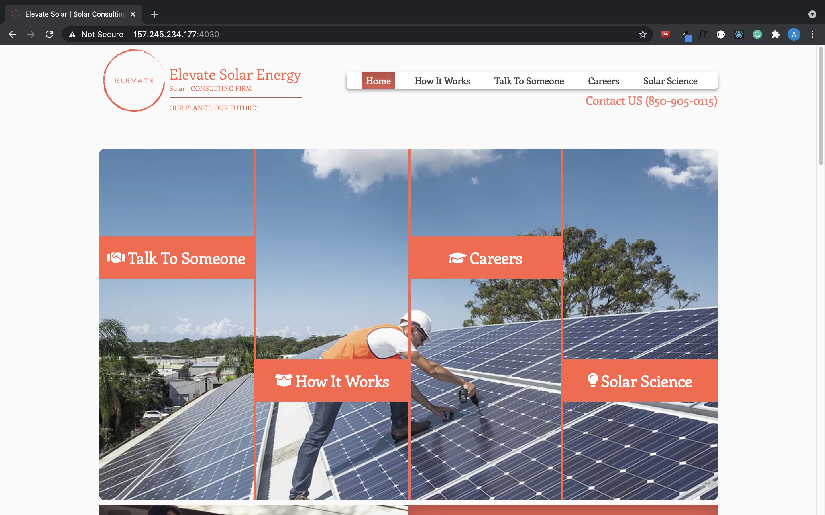 Elevate Solar website